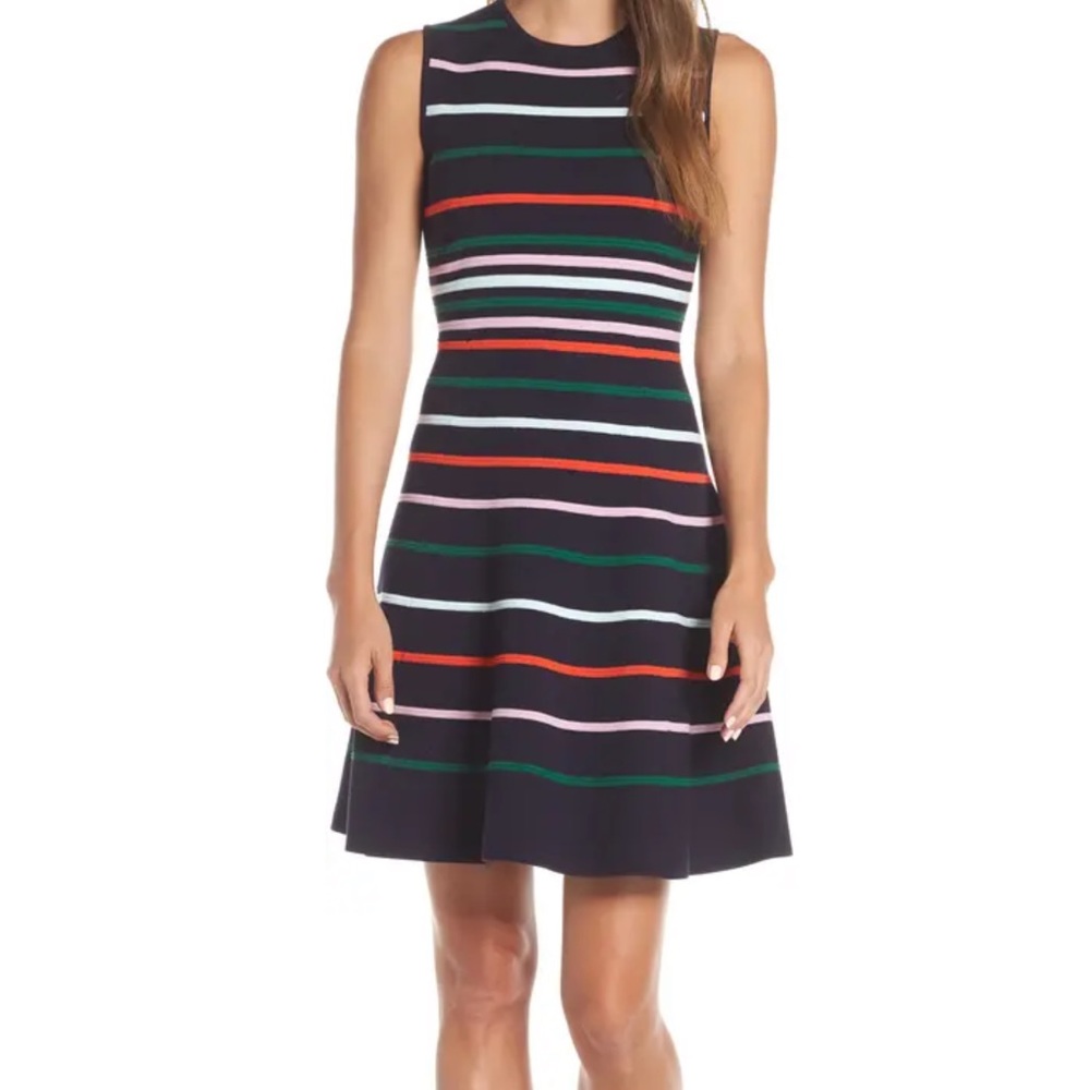 Vince Camuto Horizontal Stripe Sleeveless A-Line Dress
